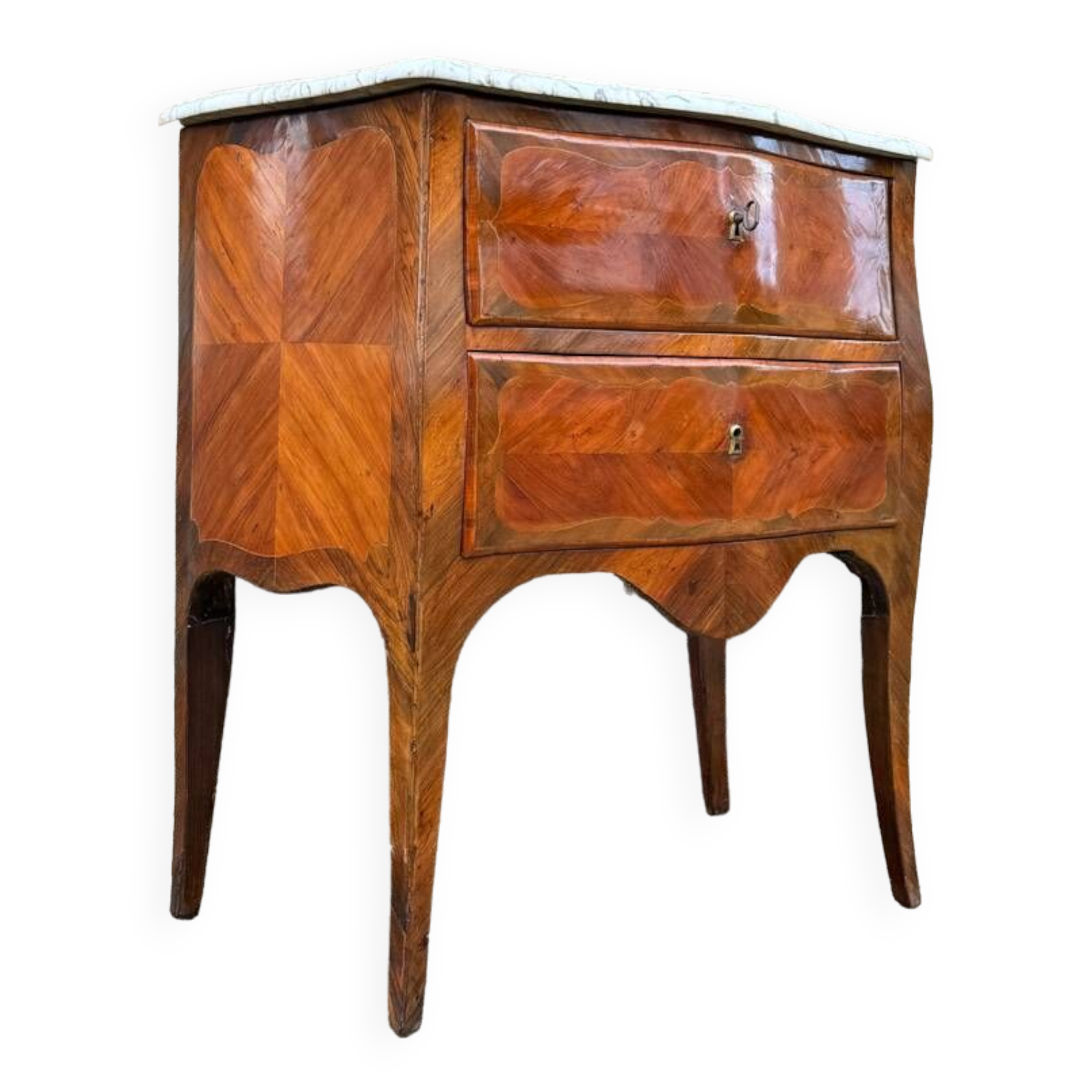 Pierre Roussel, Sauté Commode In Marquetry Louis XV Period XVIII Eme Century