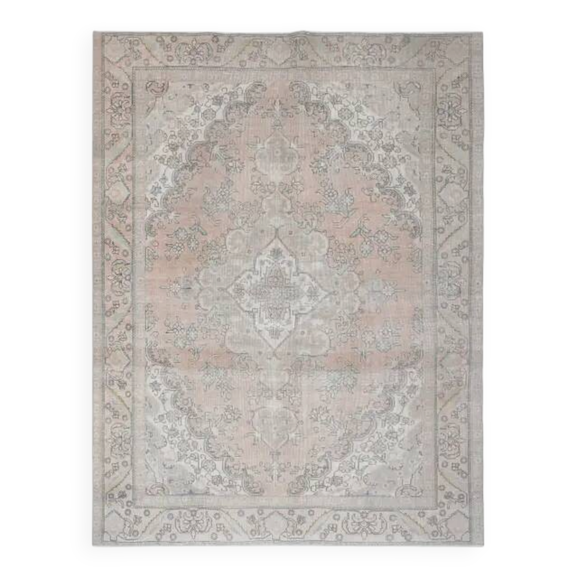 1970s Vintage Persian Handmade Wool Cotton Orange Area Rug 243x314