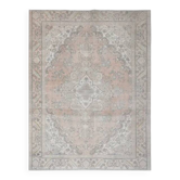 1970s Vintage Persian Handmade Wool Cotton Orange Area Rug 243x314