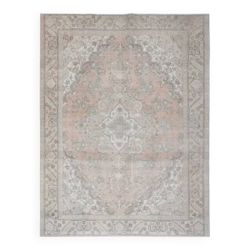 1970s Vintage Persian Handmade Wool Cotton Orange Area Rug 243x314