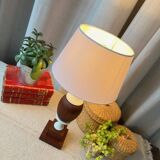 Restored wood & white lamp