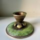 Scandinavian ART DECO candle holder in Bronze with verdigris patina