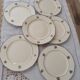 Set of 6 dessert plates in Badonviller earthenware decoration pink and blue border