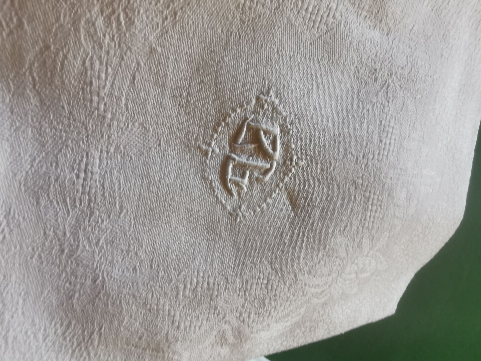 10 old damask monogrammed napkins