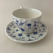 Myott Meakin England Blue Cup Saucer and Milk Jug