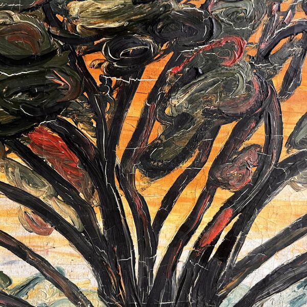 Tableau milieu XXème ''Arbre au couchant