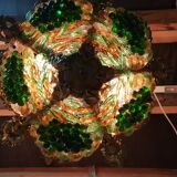 Pair of murano bronze and glass chandeliers