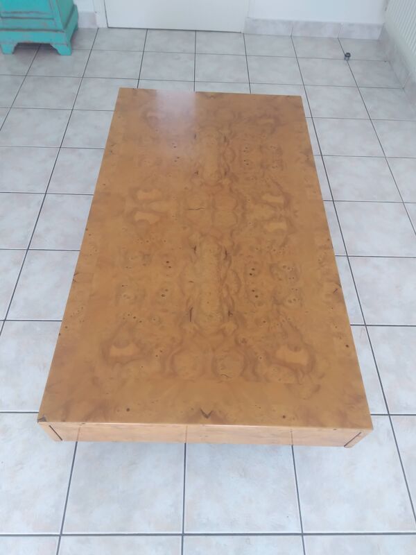 Table bois de loupe Jean Claude Mahey Roche Bobois