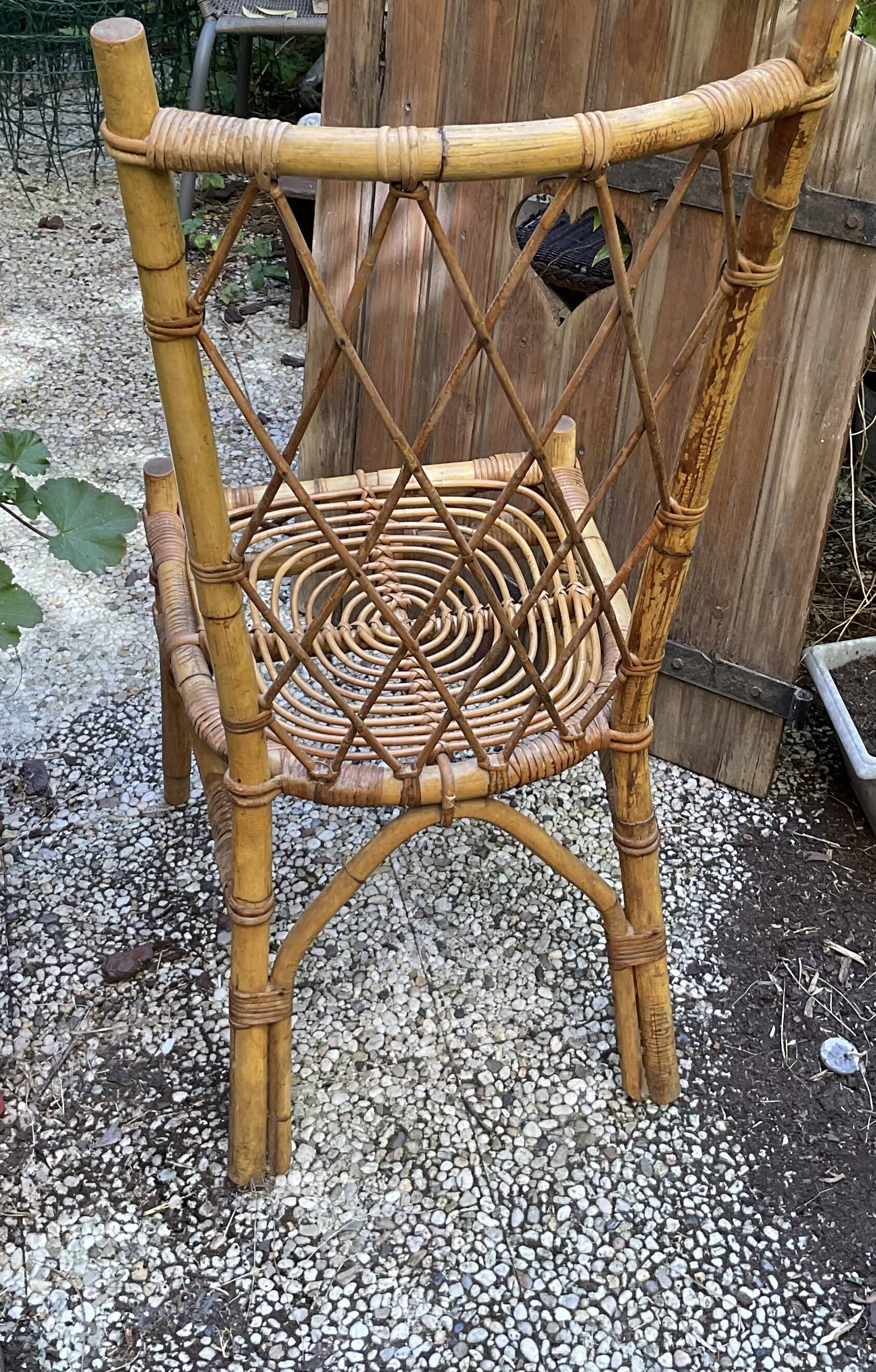 Louis sognot chaise osier rotin vintage