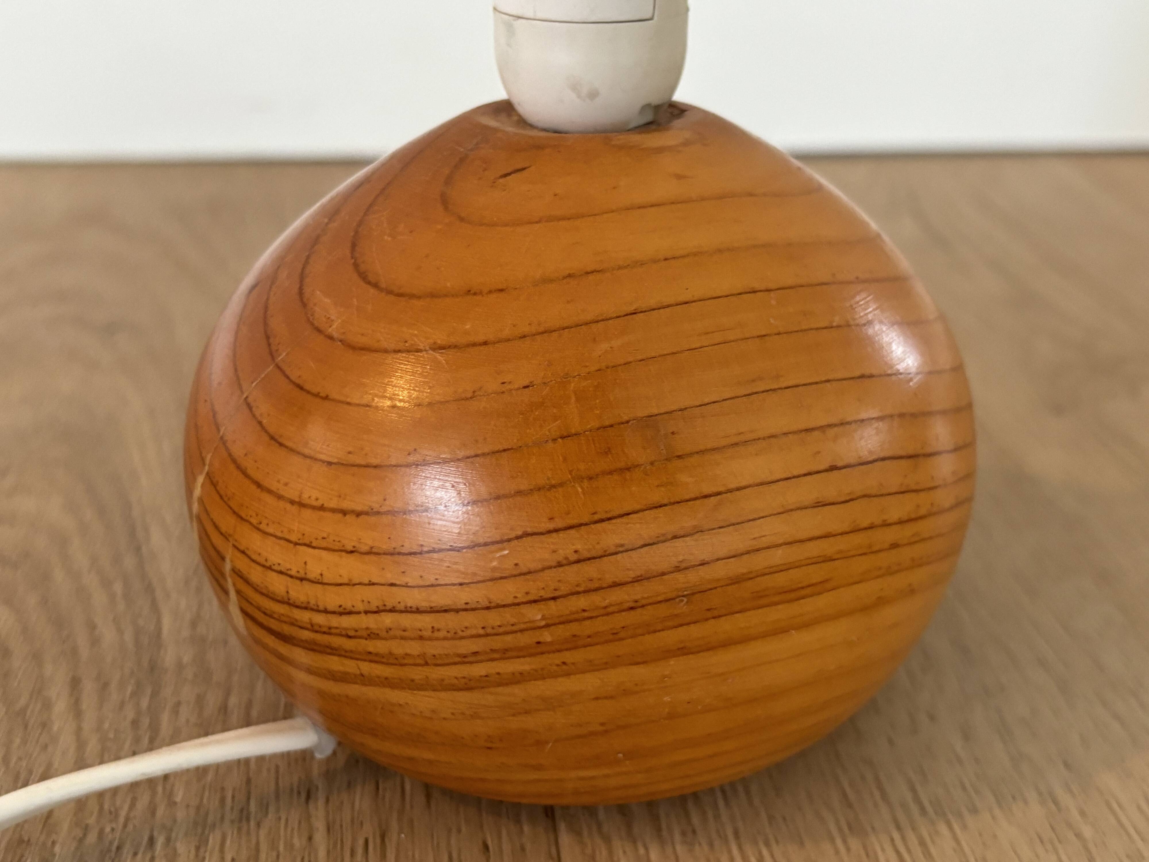 vintage wooden ball lamp small model with fabric shade 80's design