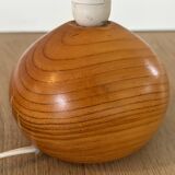 vintage wooden ball lamp small model with fabric shade 80's design