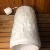 Old LOUIS KALFF Style Pendant Lamp White Opaline ReliefVintage #A445