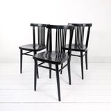 Lot de 3 chaises bistrot vintage bois courbé, style café viennois 60s