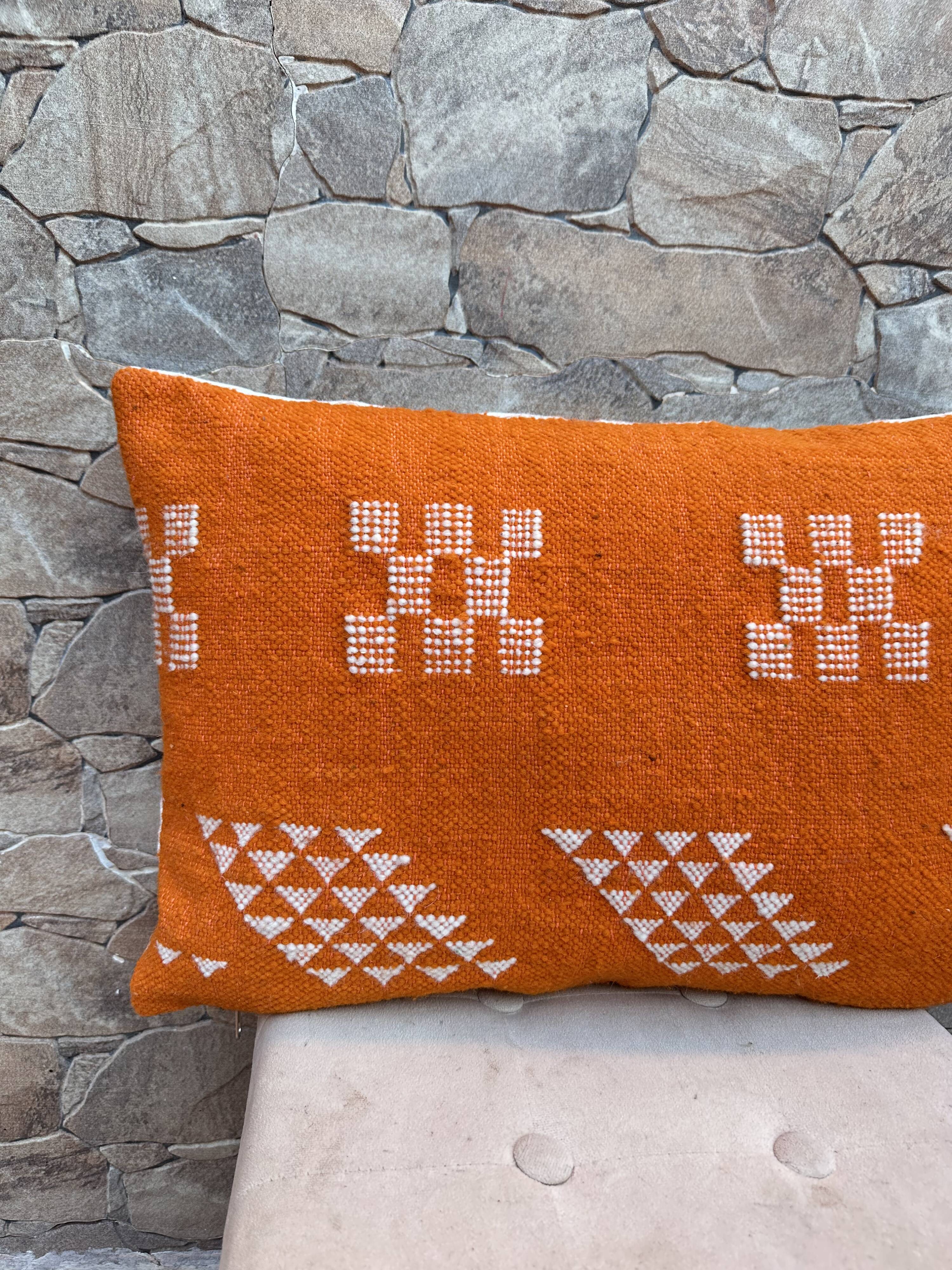 Moroccan orange pillowcase, Berber cushion cover, ear pillowcase.