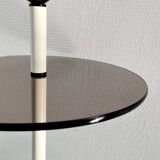 Bout de canapé porte-revues métal et verre années 80