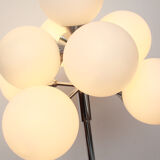 1970s floor lamp in chromed metal and opaline