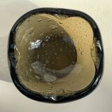 Cendrier en verre bulle ambré – design vintage années 60