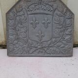 Cast iron fireplace plate fleur de lys art foundry never laid