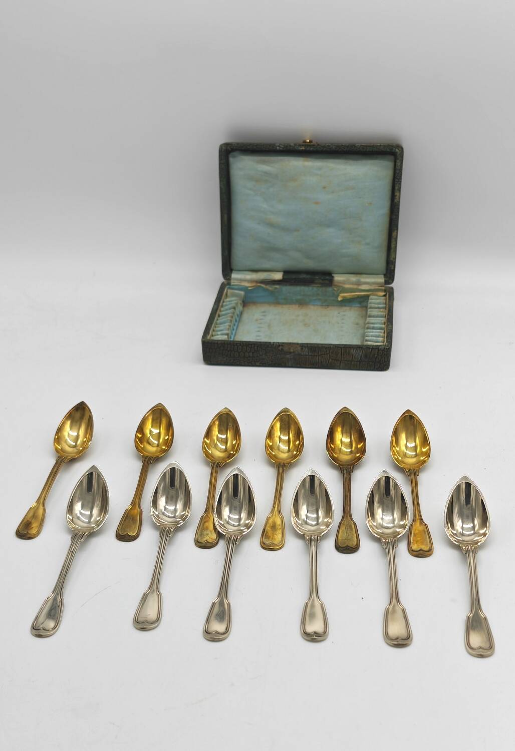Housewife of 12 small spoons in silver metal from ruolz