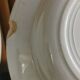 6 old mismatched deep plates Terre de Fer, glass and blue colors
