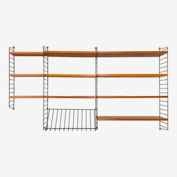 Étagère murale modulaire en teck par Nils Strinning pour corde, années 1960