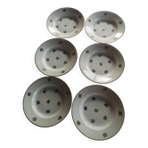 6 assiettes creuses en porcelaine française – décor floral doré