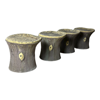 4 tabourets faux bois béton