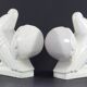 Manufacture de saint-clément, 1930s, pair of bookends figuring pigeons.