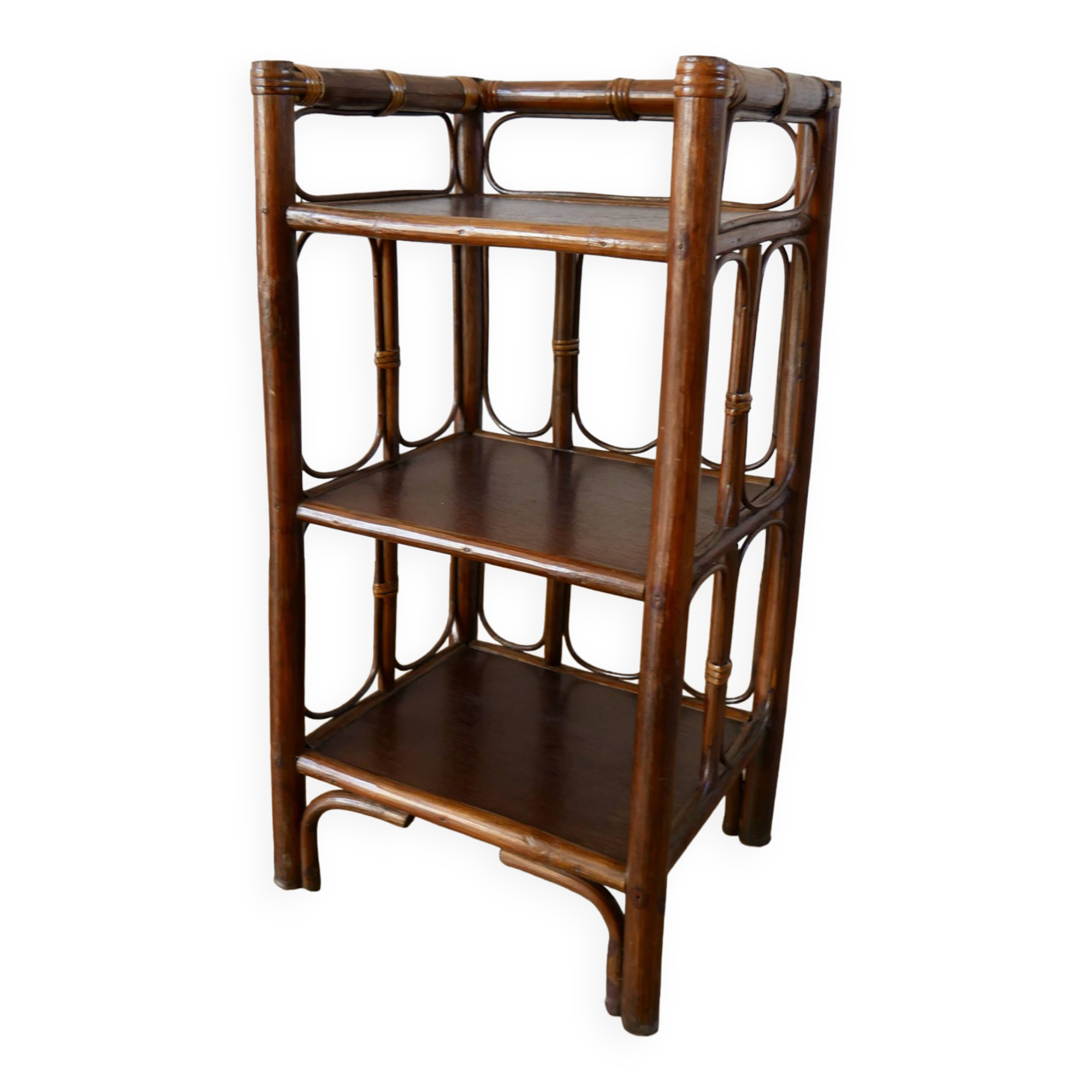 Rattan side table / bedside table bamboo style rattan bedside table bamboo style 70s