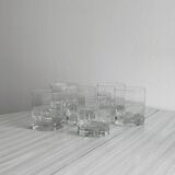 6 octagonal glass whiskey glasses