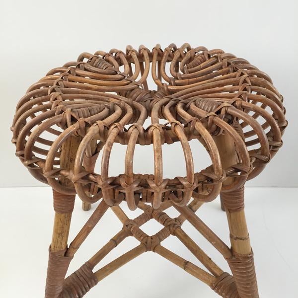 Tabouret Rotin Vintage