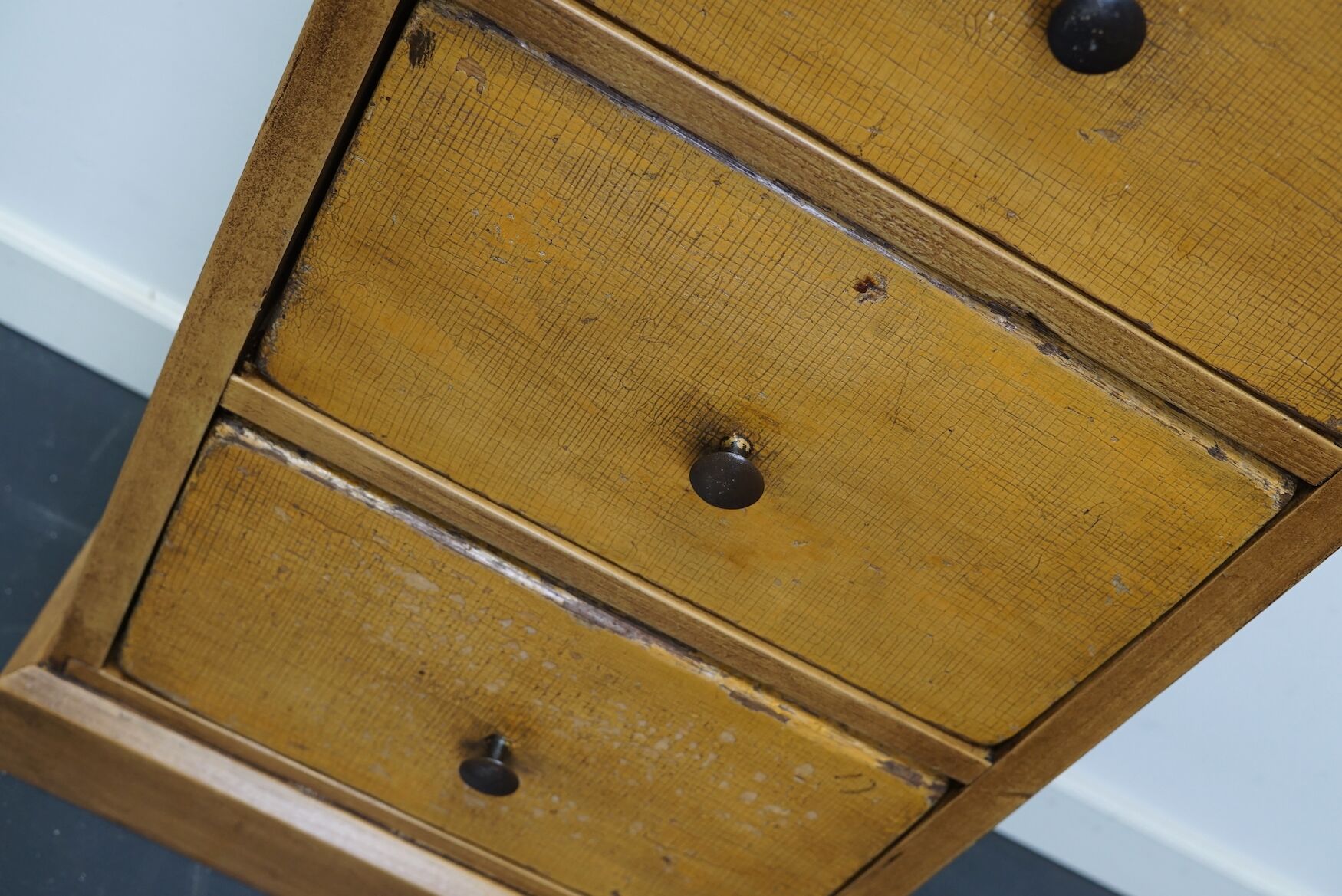 Antique dutch ochre drawer cabinet, early 20th century