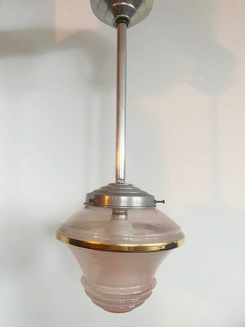 Pink glass pendant light