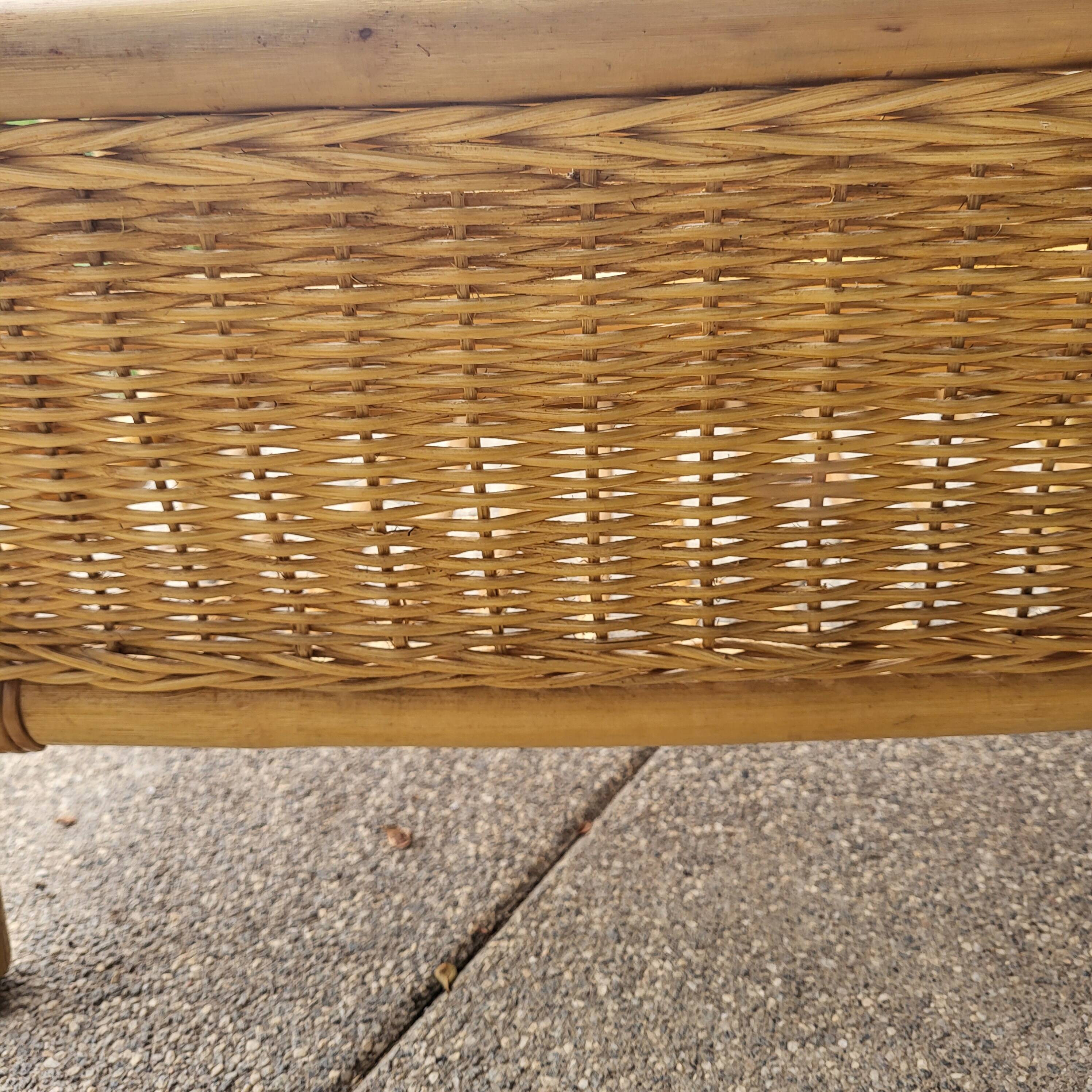 Bamboo and wicker magazine rack 1970