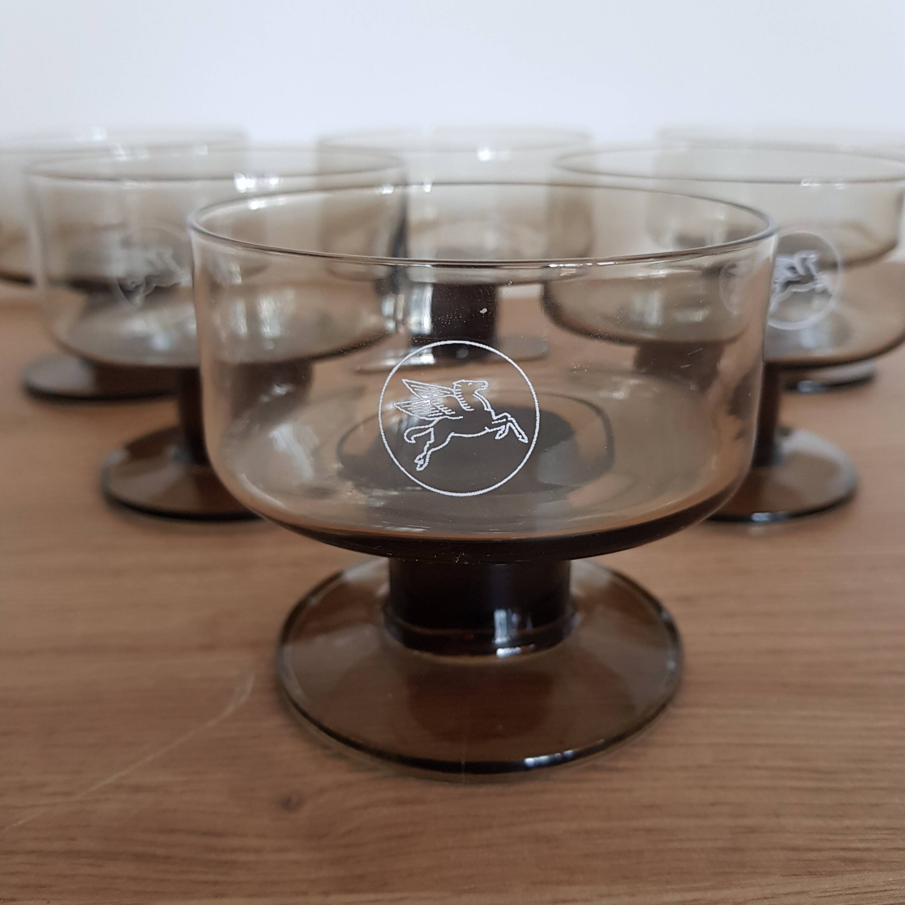 Vintage Mobil Oil champagne glass 1970