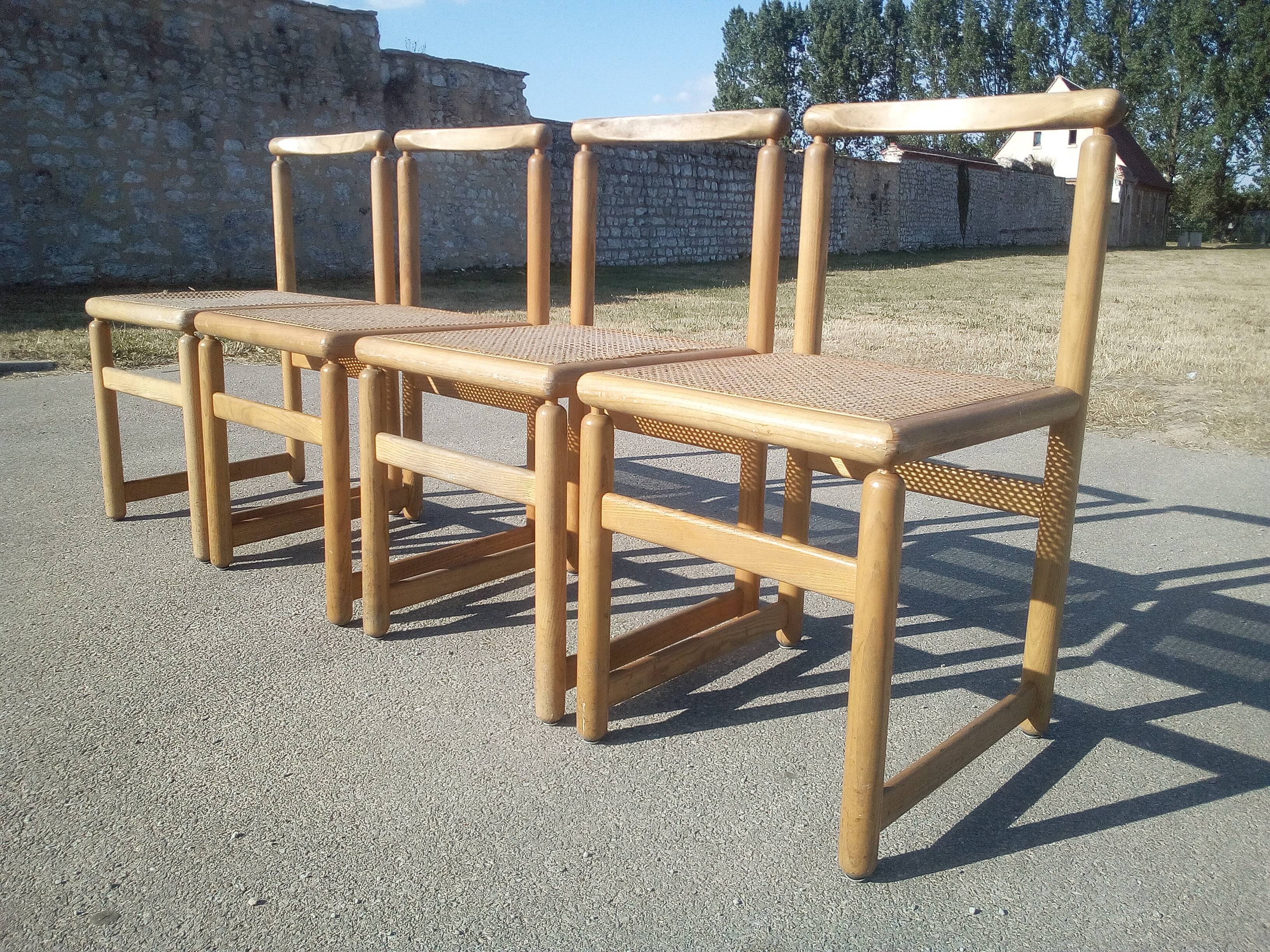 Series of 4 chairs with new canning