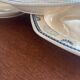 6 Longchamp France octagonal plates with blue lotus flower decorations