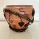 Cache-pot in wrought iron and wood