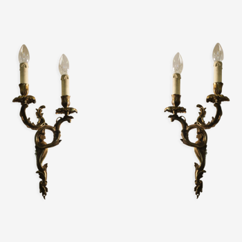 Pair of bronze sconces Louis XV style.