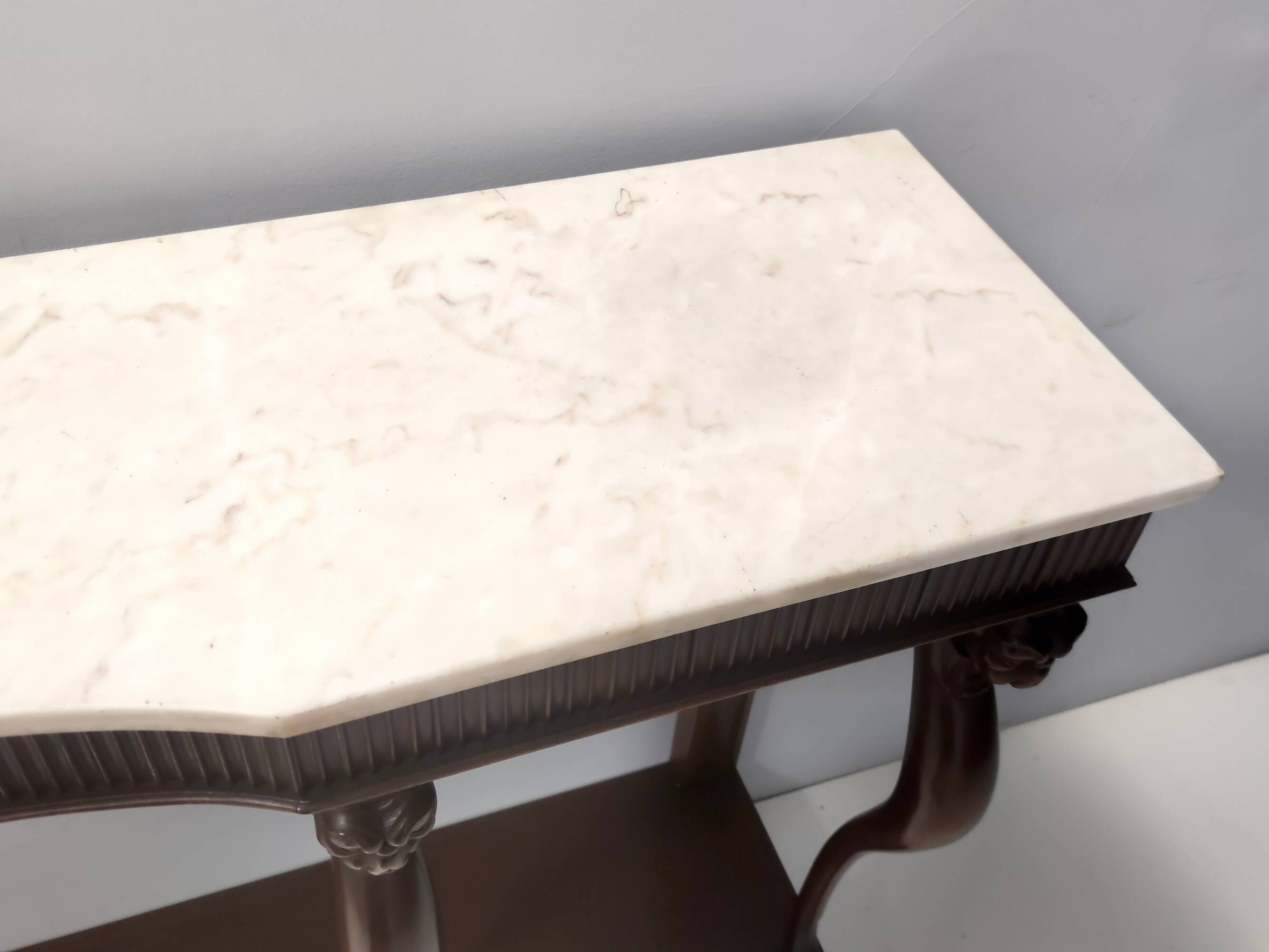 Outstanding Art Deco Style Console with a Carrara Marble Top, Italy