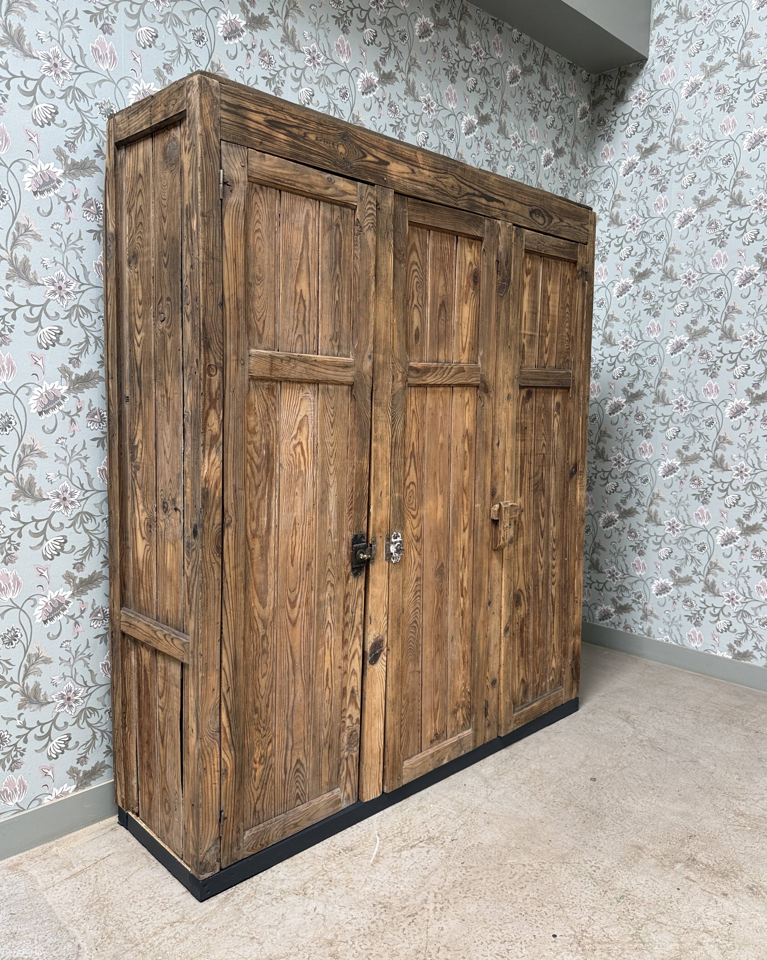 Large antique workshop cabinet made of solid wood (renovated)