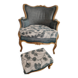 Louis XVI wing chair and its footrest