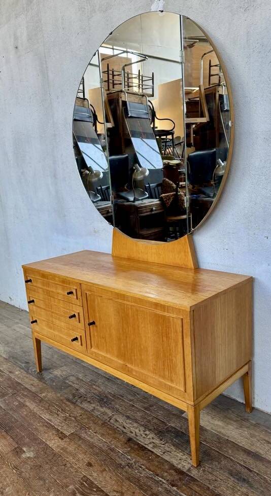 Vintage light wood dressing table and toilet sideboard