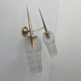 Old double wall lamp in vintage molded glass