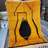 Mustard and black Berber rug 250/150 cm