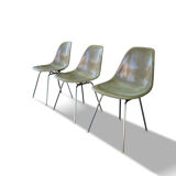 Series of 3 DSX chairs by Charles and Ray Eames in Herman Miller fiber