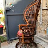 Fauteuil Emmanuelle rotin Peacock 1960