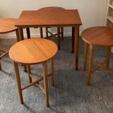 Scandinavian set by Poul Hundevad table and 4 folding teak stools