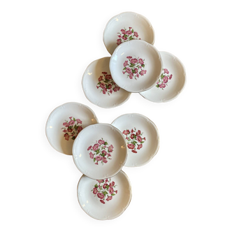 Set of 8 vintage flat plates model Liserons roses de Gien