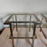 Pair of end of sofas in brushed iron signed Guy Lefevre